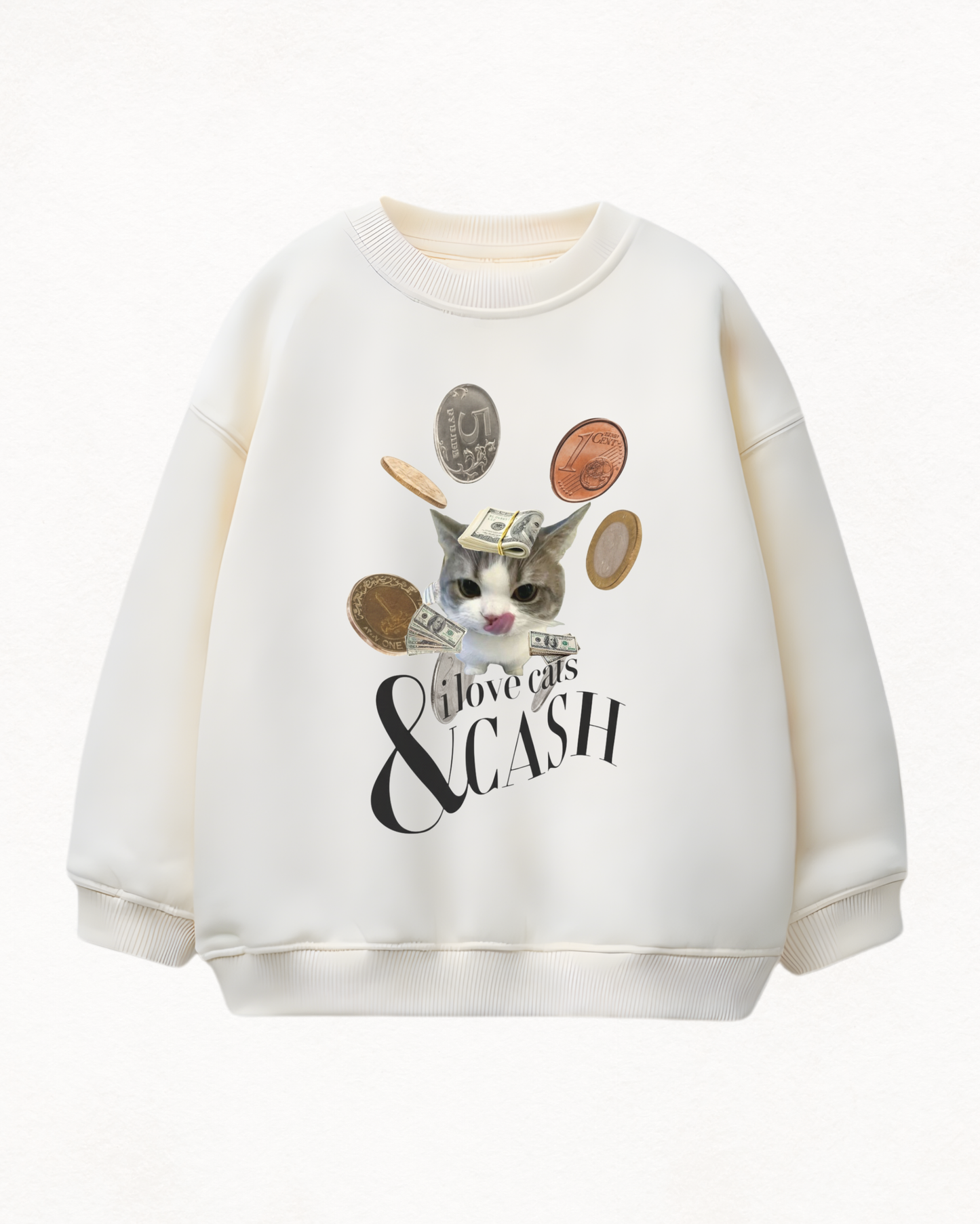 CATS AND CASH OVERSIZED PREMIUM SWEATSHIRT